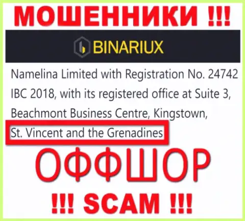 Binariux Net - это ЖУЛИКИ, которые зарегистрированы на территории - Saint Vincent and the Grenadines