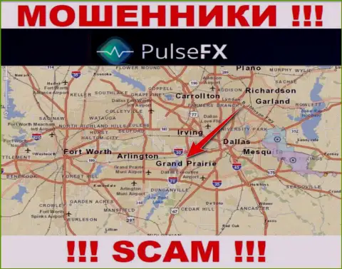 PulseFX - это мошенническая контора, зарегистрированная в оффшорной зоне на территории Grand Prairie, Texas