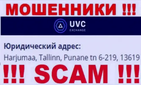 UVC Exchange - это жульническая компания, которая скрывается в оффшорной зоне по адресу - Harjumaa, Tallinn, Punane tn 6-219, 13619