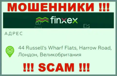 Finxex Com - это ШУЛЕРАФинксексСкрываются в офшоре по адресу: 44 Russell's Wharf Flats, Harrow Road, London, UK