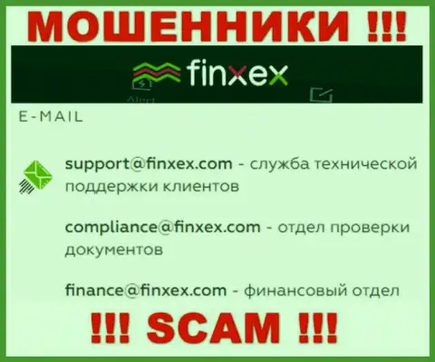 В разделе контактной инфы мошенников Finxex Com, представлен вот этот адрес электронного ящика для связи