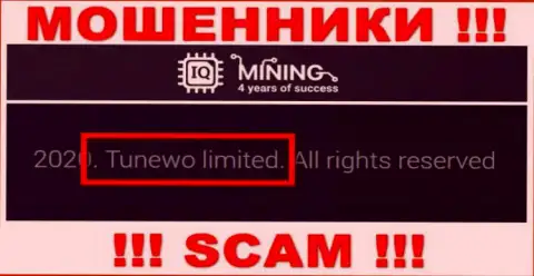 Махинаторы IQ Mining написали, что Tunewo Limited управляет их лохотронном