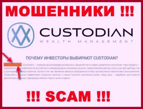 Юридическим лицом, управляющим интернет обманщиками Custodian, является ООО Кастодиан