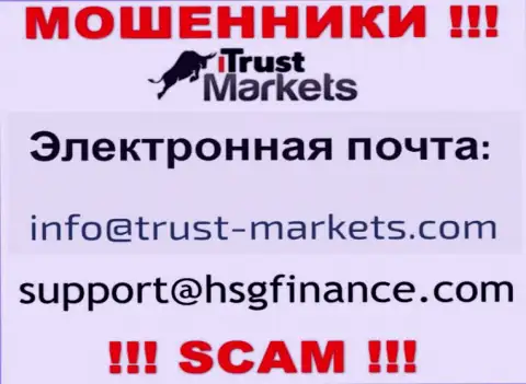 Компания Trust Markets не прячет свой e-mail и показывает его на своем веб-портале