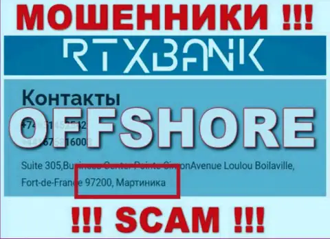 С internet махинатором РТХ Банк не стоит иметь дела, они зарегистрированы в оффшоре: Martinique