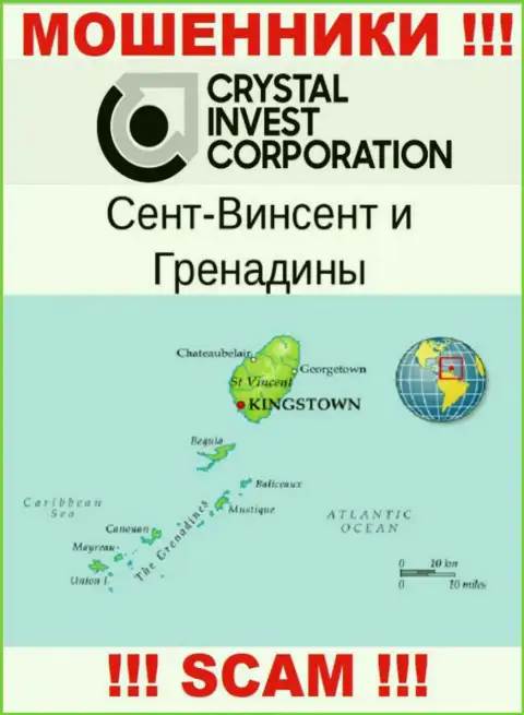 Saint Vincent and the Grenadines это официальное место регистрации компании Crystal Invest Corporation