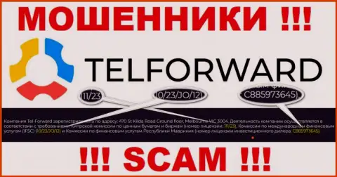 На онлайн-ресурсе TelForward есть лицензия, но это не отменяет их жульническую суть