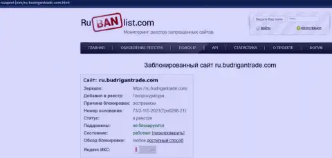 Интернет-ресурс Будриган Лтд в Российской Федерации был заблокирован Генеральной прокуратурой