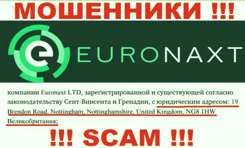 Официальный адрес организации EuroNaxt Com на ее сайте фейковый - это СТОПУДОВО МАХИНАТОРЫ !!!