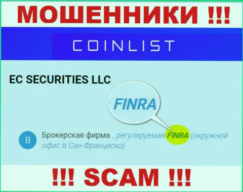 Держитесь от конторы CoinList как можно дальше, которую покрывает мошенник - FINRA