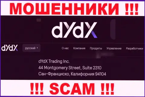 Избегайте совместного сотрудничества c dYdX Exchange !!! Предоставленный ими юридический адрес - это липа