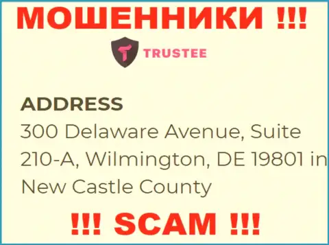 Компания Трасти Кошелек расположена в офшоре по адресу: 300 Delaware Avenue, Suite 210-A, Wilmington, DE 19801 in New Castle County, USA - стопроцентно интернет-мошенники !!!