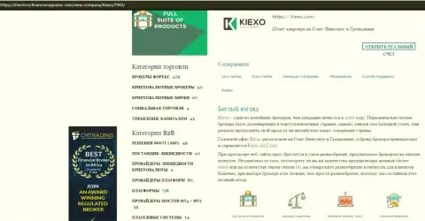 Обзорный материал об деятельности форекс организации KIEXO, представленный на веб-портале directory financemagnates com
