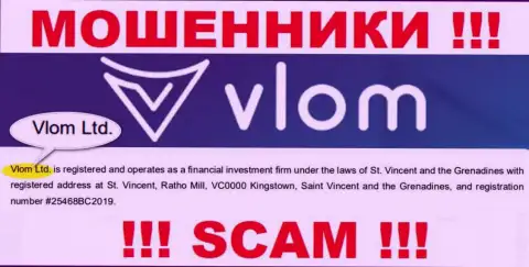 Юридическое лицо, которое управляет internet жуликами Влом - это Vlom Ltd