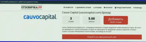 Брокерская компания КаувоКапитал Ком, в сжатой информационной статье на интернет-ресурсе Otzovichka Ru