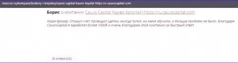 Положительный коммент о дилинговом центре Cauvo Capital на интернет-портале revocon ru
